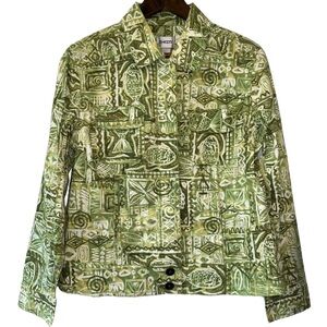 NWT Chico’s Gone Fishing Green Artsy Cotton Jacket